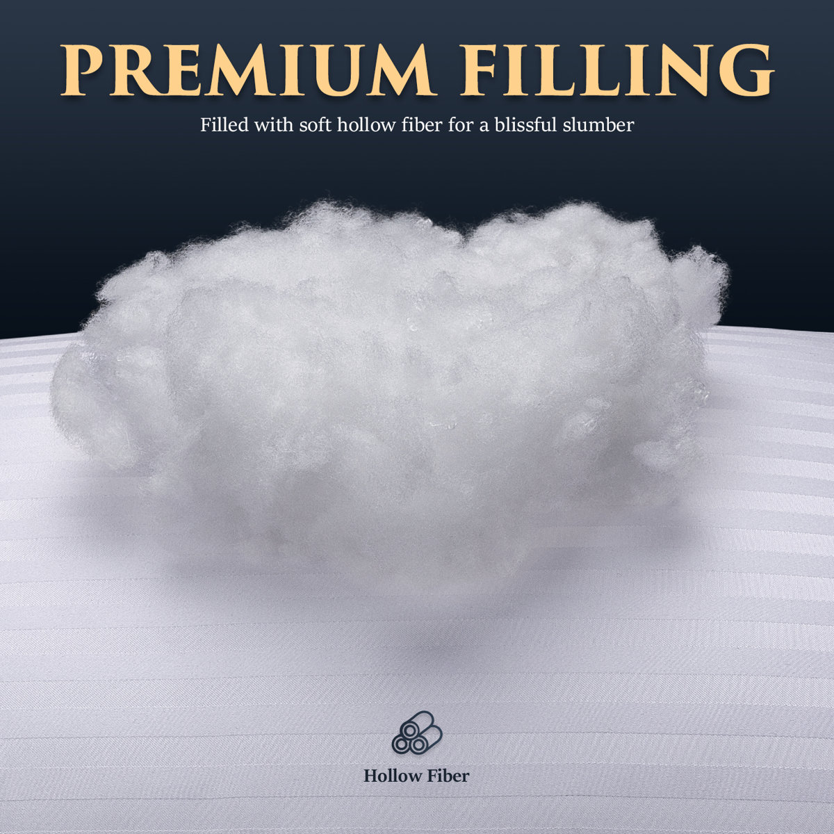 Luxury Cooling Down Alternative Queen bed Pillows with Plush Support Satin stripe Fiber bed Pillow (Set of 2)